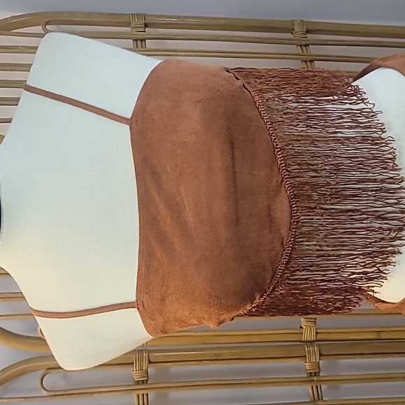 Cider brand brown skirt and crop top fringe set top small skirt large mini skirt - Picture 3 of 15